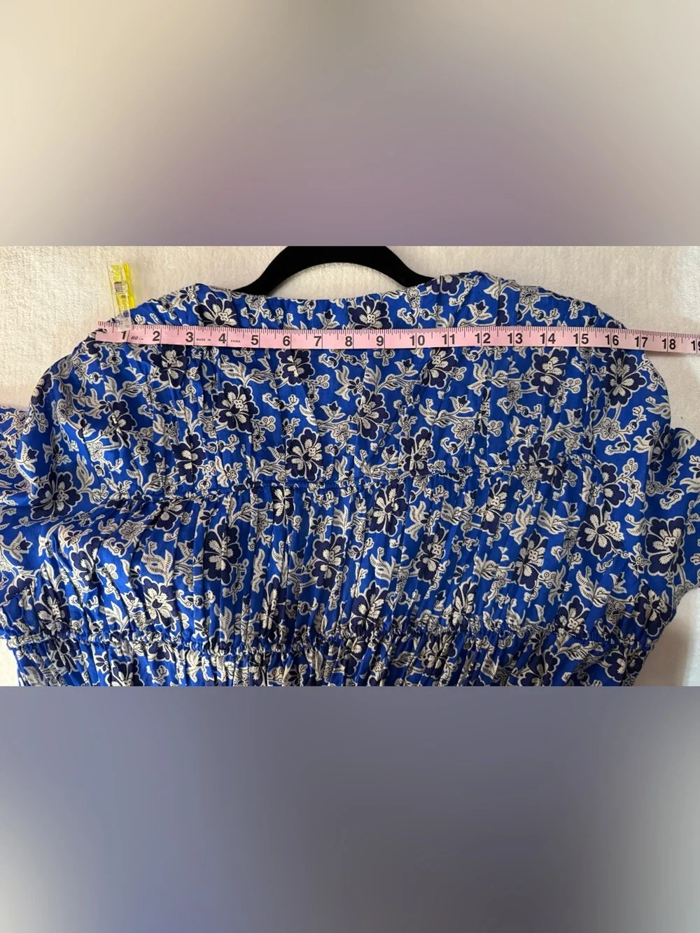 J.Crew Blue Floral Mini Dress Women’s Large Long Sleeve Smocked Boho Cottagecore